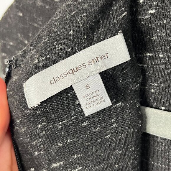 Classiques Entier Space Dye Dark Gray Cap Sleeve Sheath Dress Asymmetrical Hem 8 - Picture 10 of 12